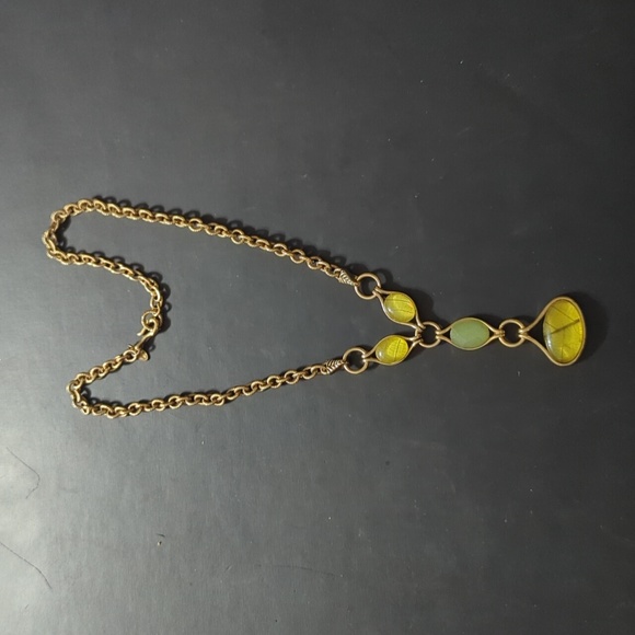 Monet Jewelry - Vintage Monet Gold Tone Yellow and Green Leaf Statement Necklace